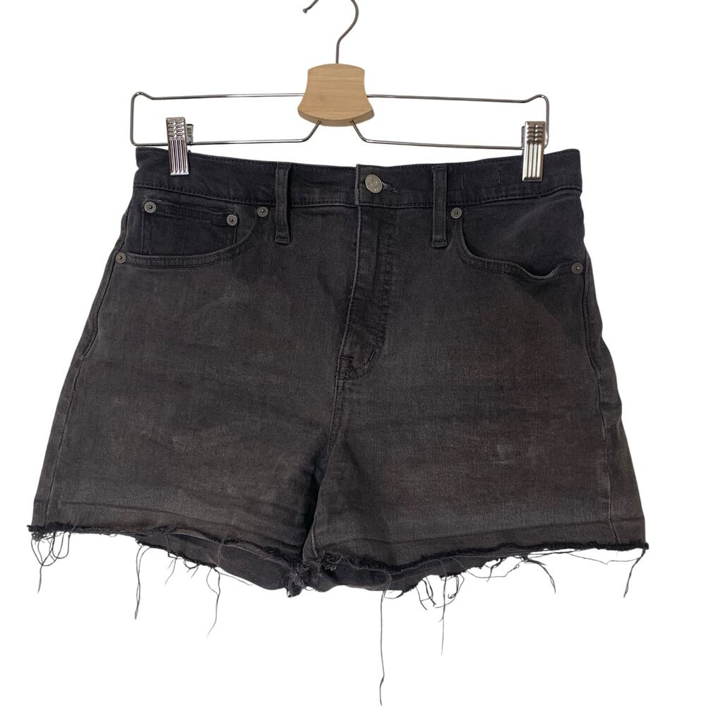 Madewell size 28 Gray High-Rise Denim Raw Hem Shorts Crowley Wash